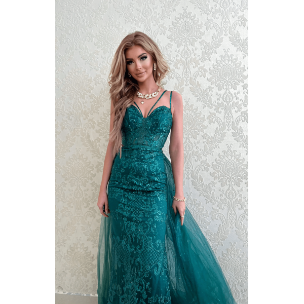 ABITO LUNGO ESMERALDA SOLENNE VERDE CON ESTRATTO